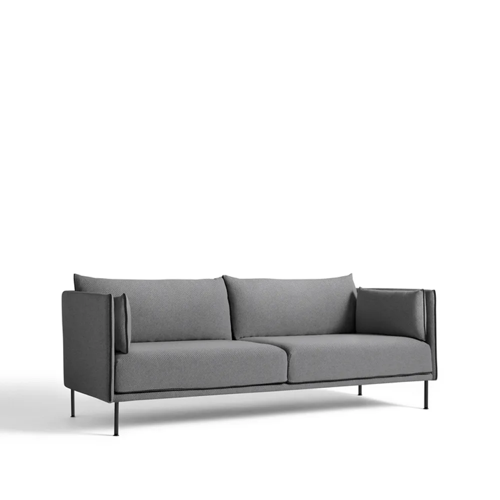Silhouette 3-Sitzer Sofa, Coda 182 grau-schwarze Metallbeine HAY