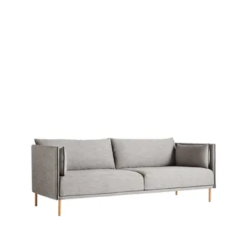 Silhouette 3-Sitzer Sofa - Grey-schwarz Paspelierung-geölte Eichenbeine - HAY