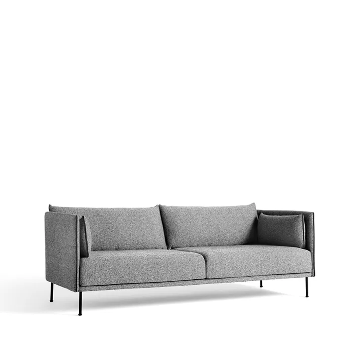 Silhouette 3-Sitzer Sofa - Olavi 03 grey-schwarz Metallbeine - HAY