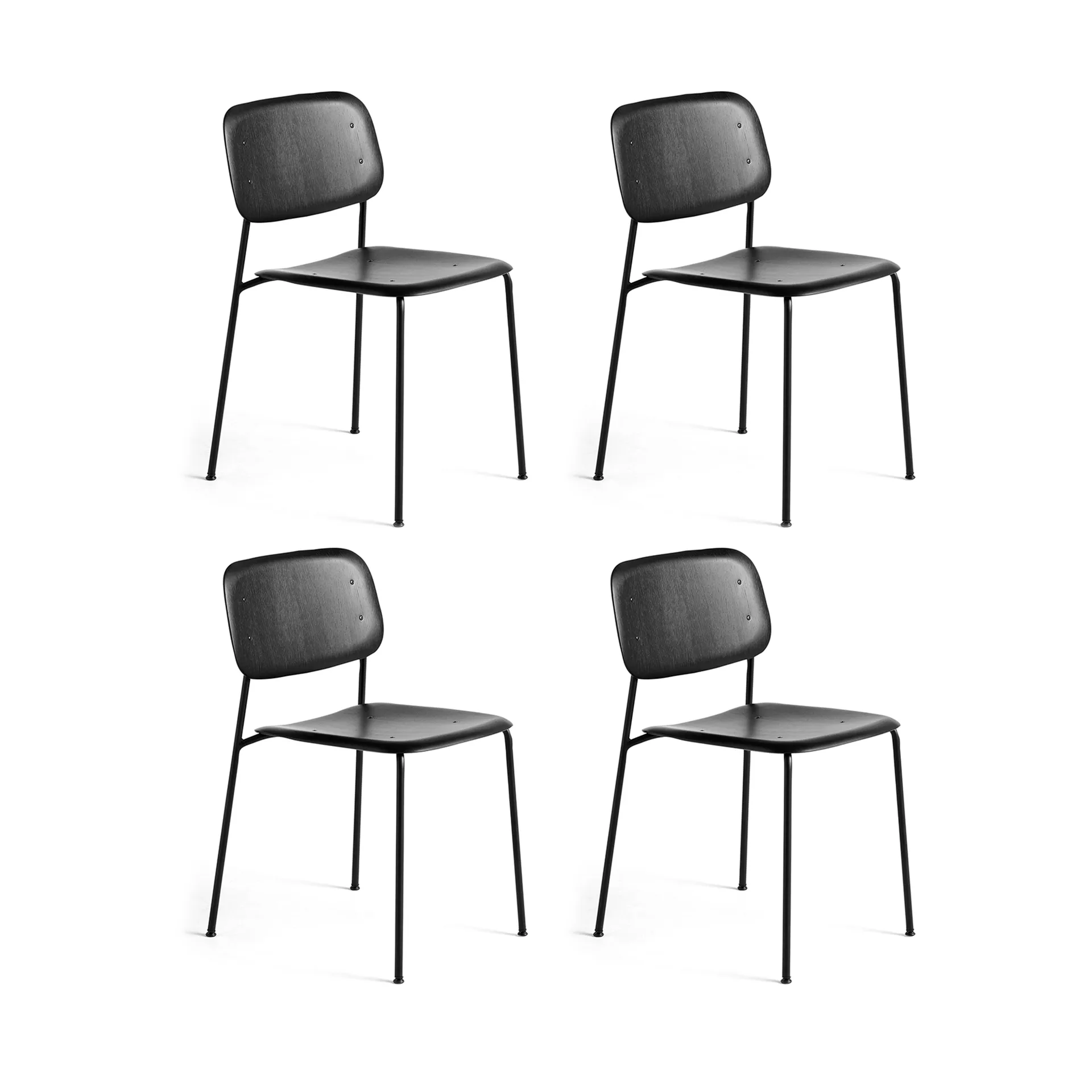 Soft Edge 40 Stuhl, Black oak-schwarzes Stahlgestell, 4er Pack,  HAY