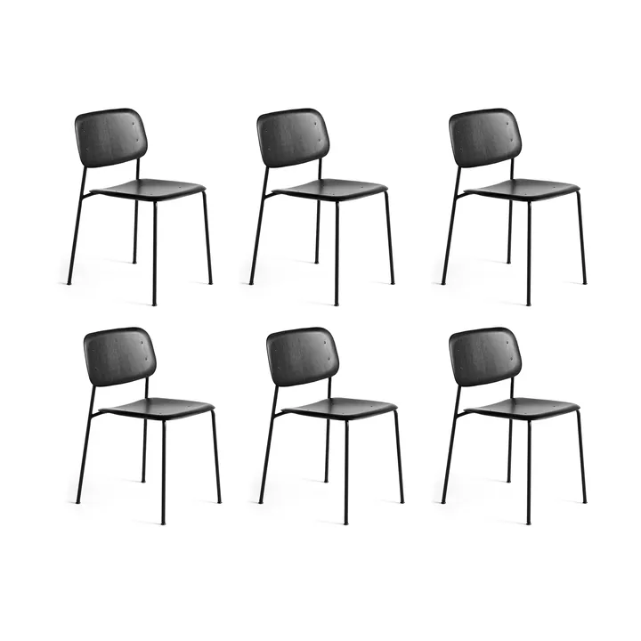 Soft Edge 40 Stuhl, Black oak-schwarzes Stahlgestell, 6er Pack - HAY