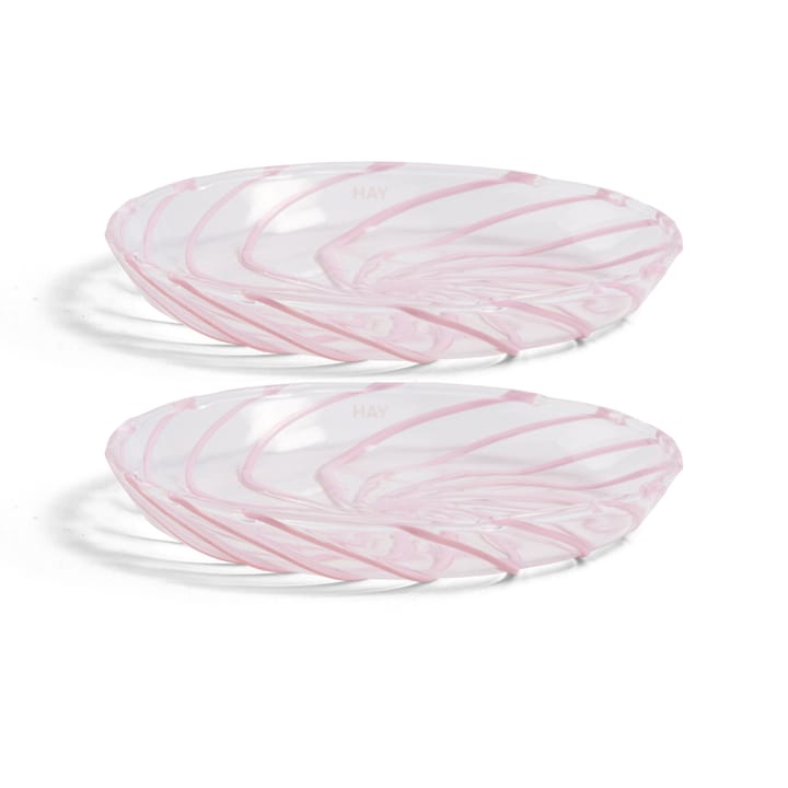 Spin Teller Ø11cm 2er Pack - Klar-rosa Streifen - HAY