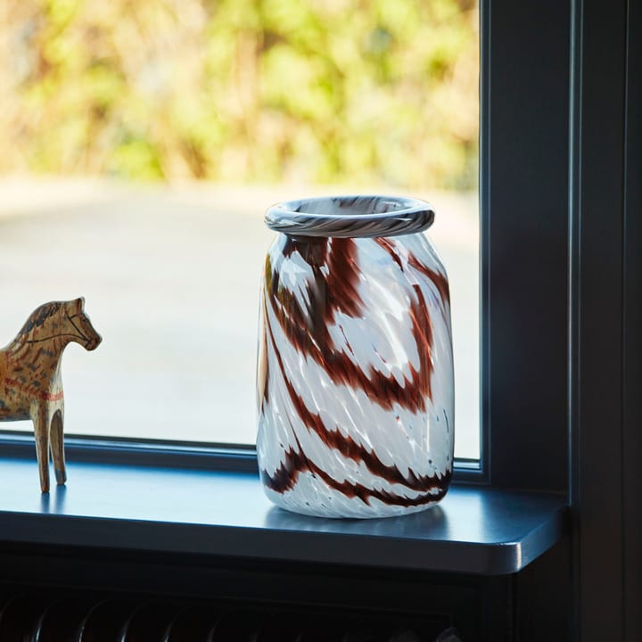 Splash Roll Neck Vase L 27cm, Coffee-white HAY
