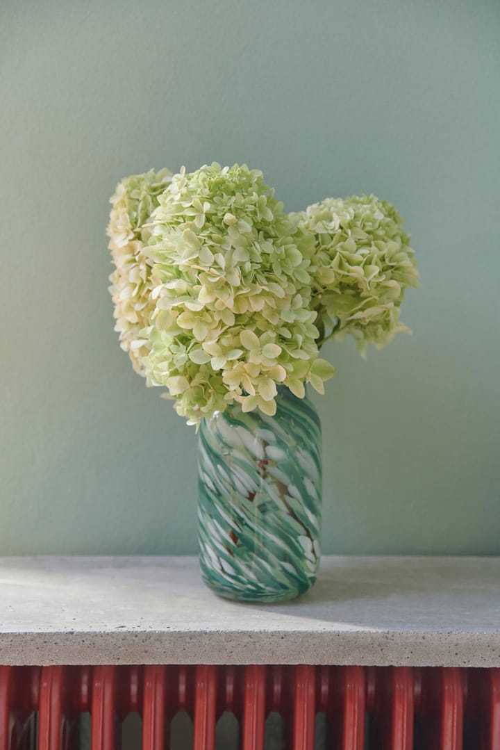 Splash Rollkragen Vase S 20,5 cm - Green Swirl - HAY