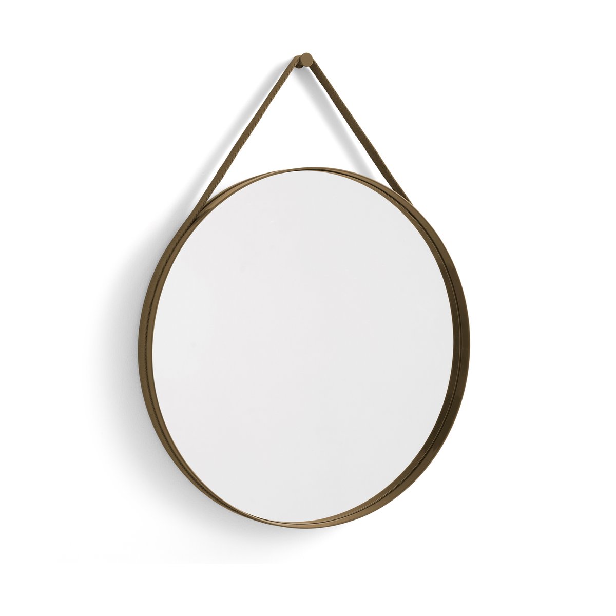 HAY Strap Mirror Spiegel o70cm Light brown | Skandinavisches Design | Wandspiegel | Braun