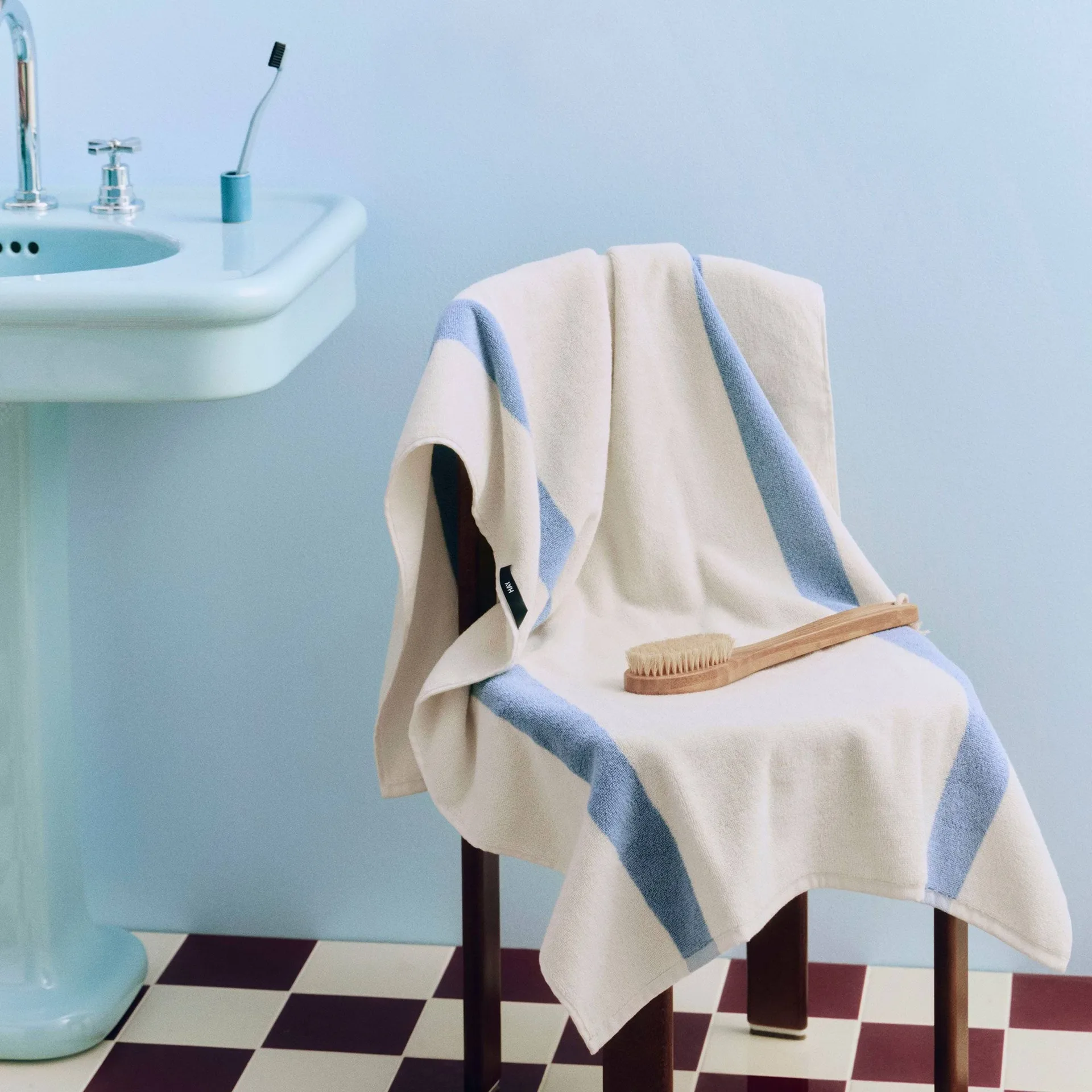 Stripe Handtuch, Dusty blue, 70x140 cm HAY