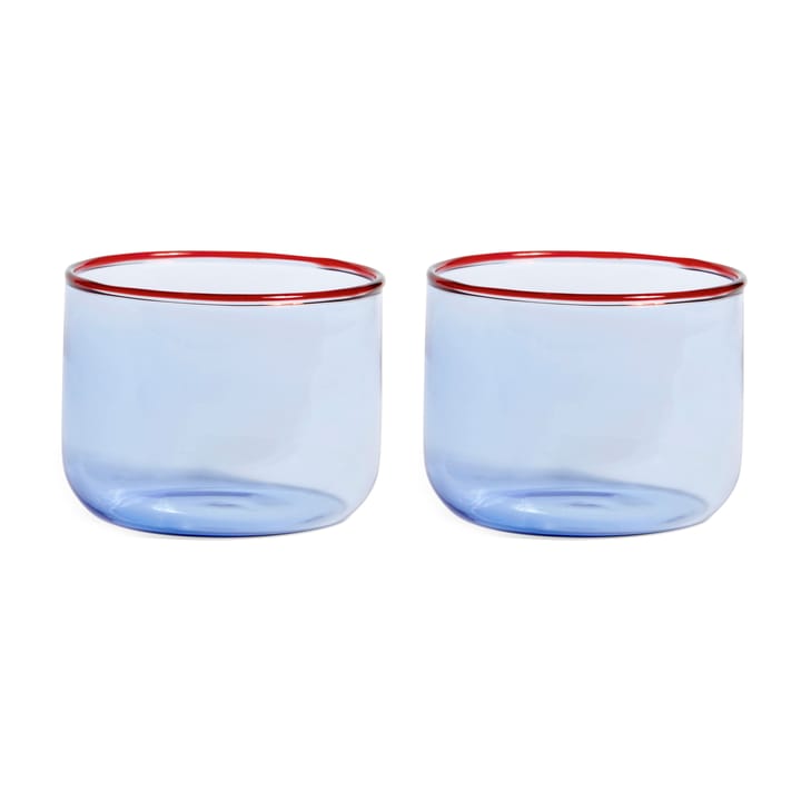 Tint Glas 20cl 2er Pack - Hellblau-roter Rand - HAY