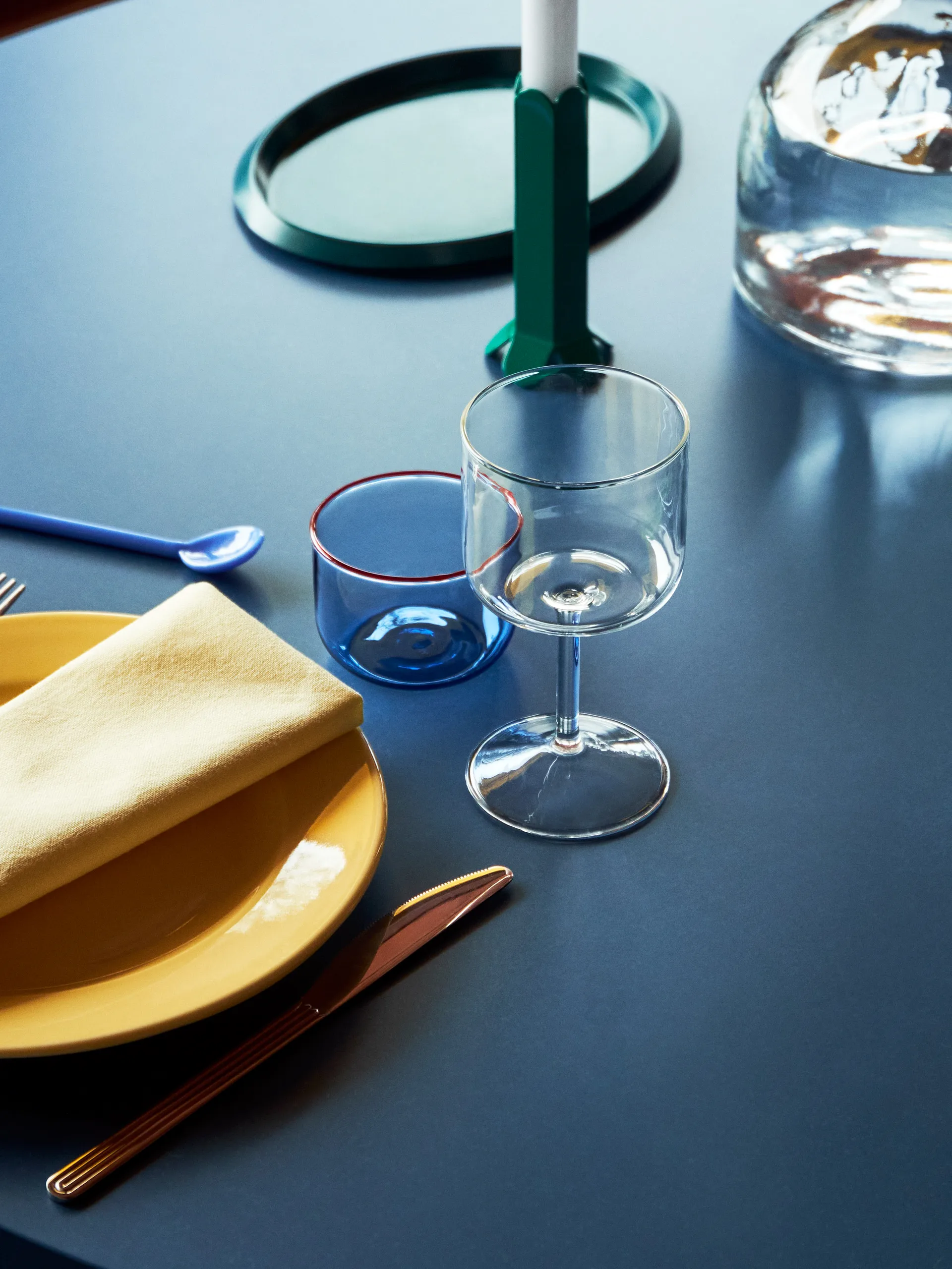Tint Glas 20cl 2er Pack, Hellblau-roter Rand HAY