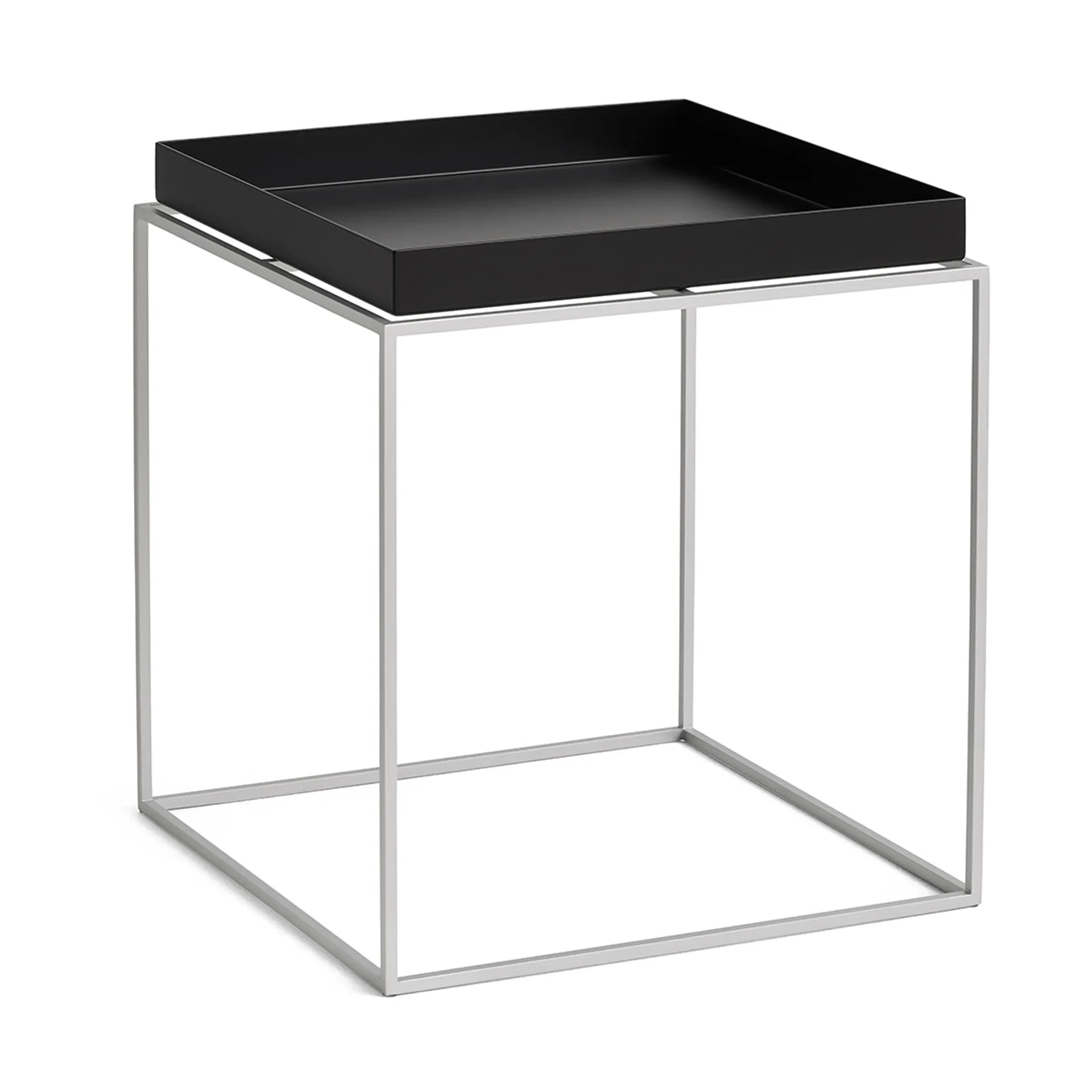 Tray Table mittelhoher Beistelltisch, Black-Silikon Grau, 40x40x44 cm HAY