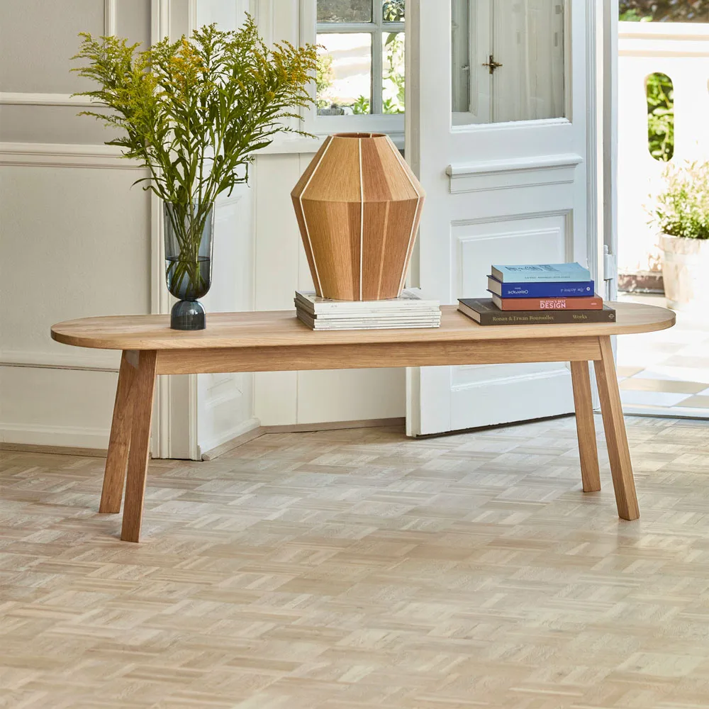 Triangle Leg Bank, water-based lacquered oak, 150 cm HAY