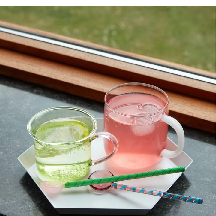 Twist Glaslöffel 2er Pack, Turquoise-light pink HAY