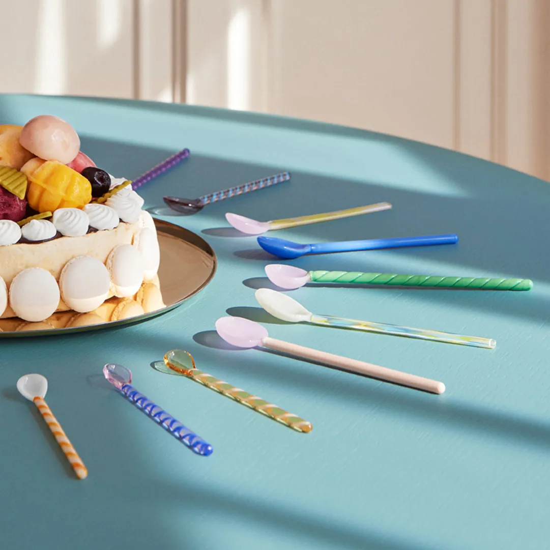 Twist Glaslöffel 2er Pack, Turquoise-light pink HAY