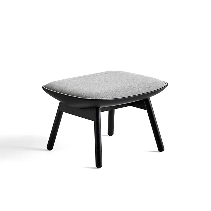 Uchiwa Fußhocker - Dark grey/white melange-schwarze Eiche-Leder - HAY