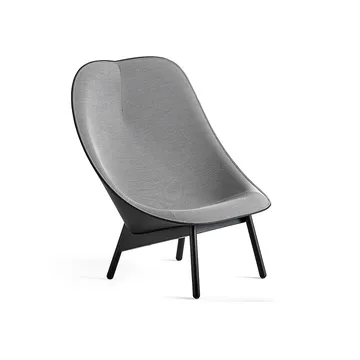 Uchiwa Loungefauteuil - Black/white-schwarz Eiche-schwarz Leder - HAY