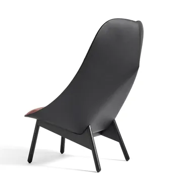 Uchiwa Quilt Loungesessel - 12 clementine-schwarz Eiche-schwarz Leder - HAY