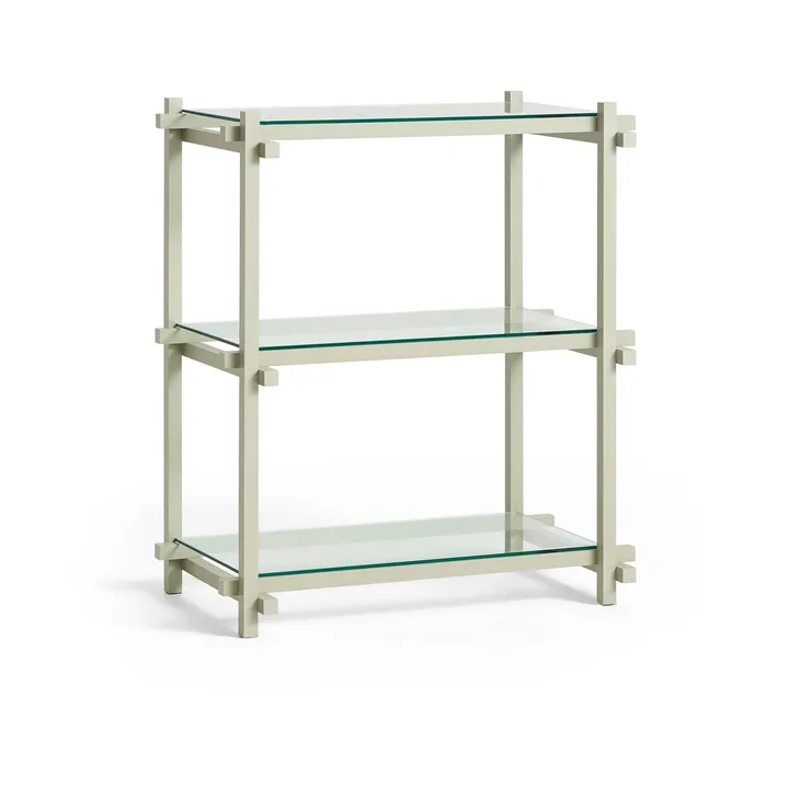 Woody Column Wandregal - Buche-clear glass, low - HAY