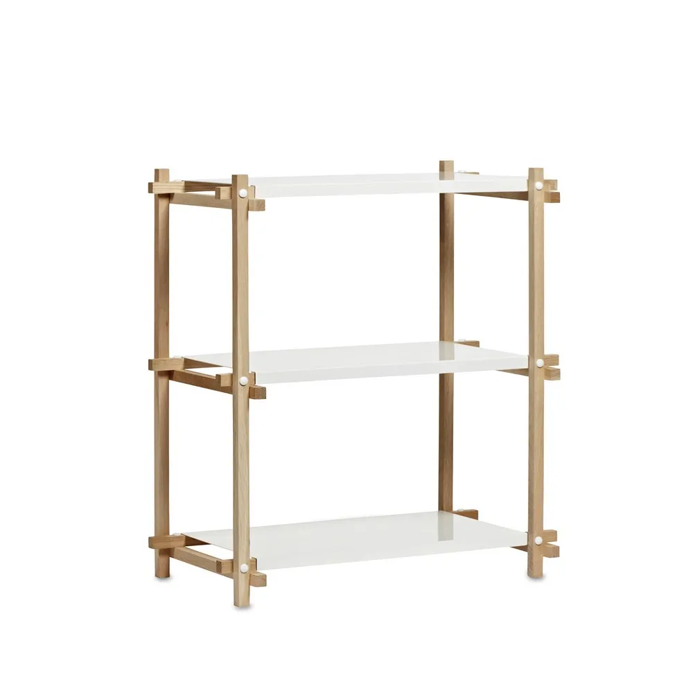 Woody Column Wandregal, Oak-white lacquered shelf, low HAY