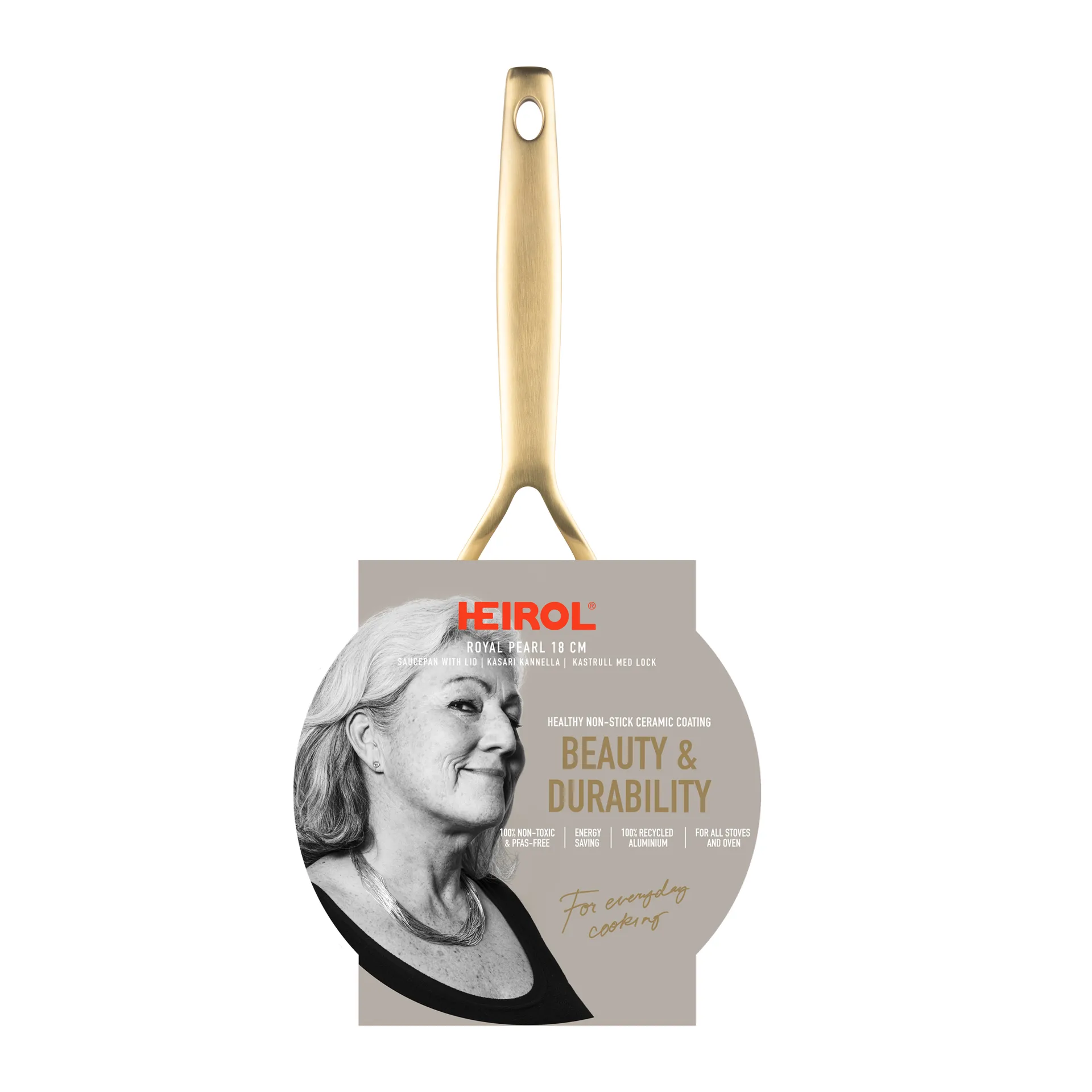 Heirol Royal Pearl Saucentopf mit Deckel Ø18 cm, Weiß-Gold Heirol