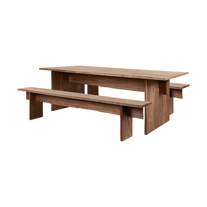 Bookmatch Esstisch mit Bänken 220 cm - Walnuss - Hem