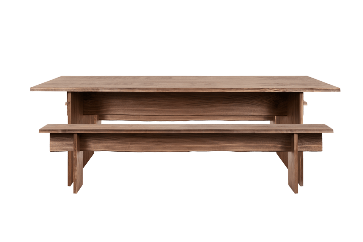 Bookmatch Esstisch mit Bänken 220 cm, Walnuss Hem