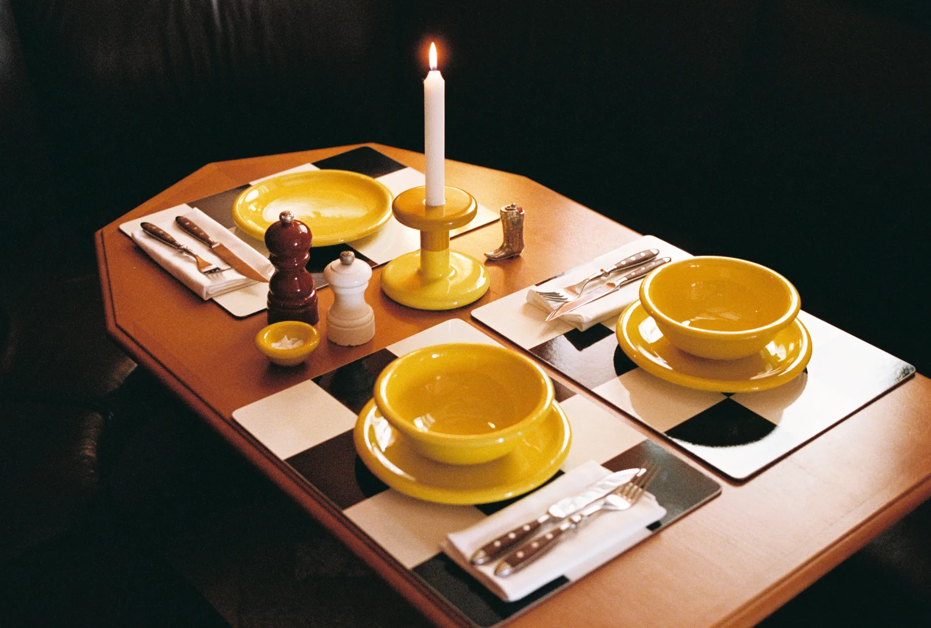 Check Tischset 30x40 cm 2erer-Pack, Light blue-chocolate Hem