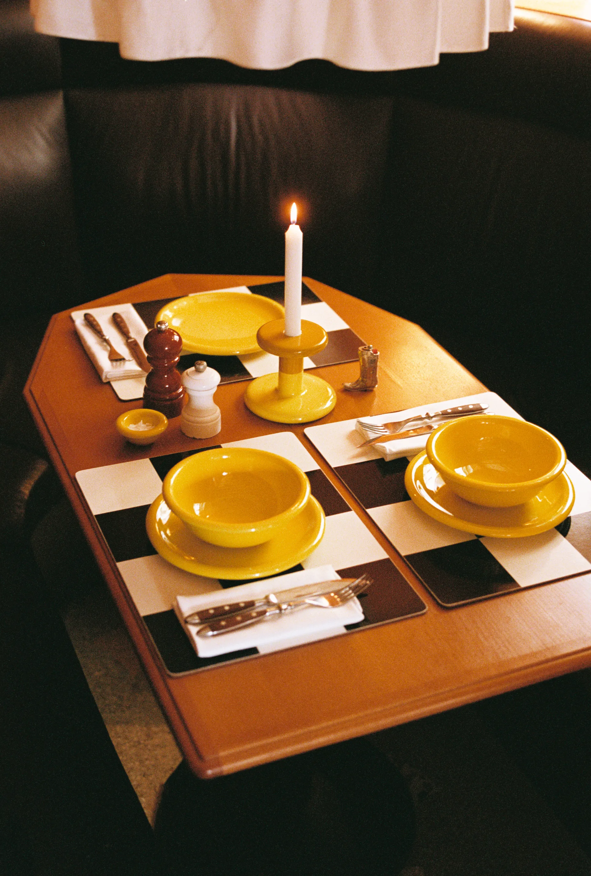 Check Tischset 30x40 cm 2erer-Pack, Light blue-chocolate Hem