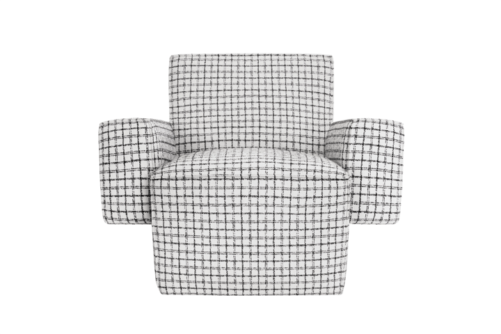 Hunk Loungesessel mit Armlehne, Checkered black/white Hem