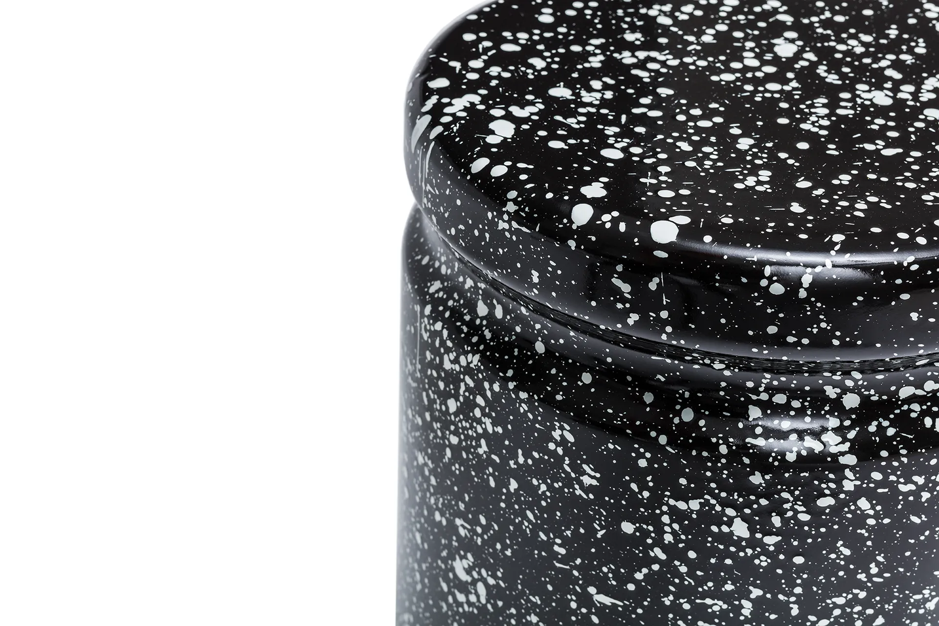 Last Hocker Ø32x44 cm, Black-white splatter Hem