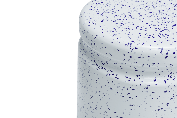 Last Hocker Ø32x44 cm, White-blue splatter Hem