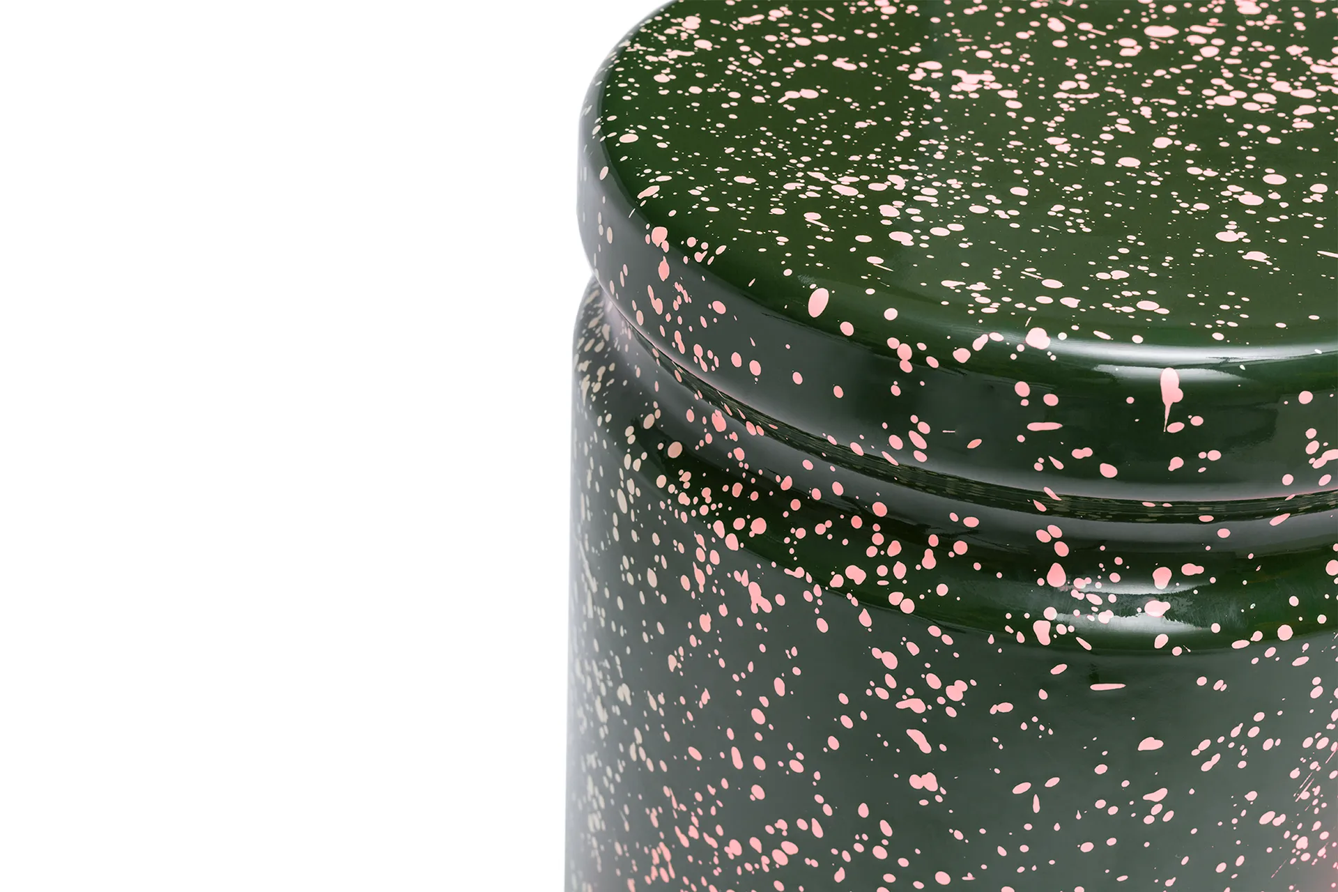 Last runder Hocker Ø32x44 cm, Green-pink splatter Hem