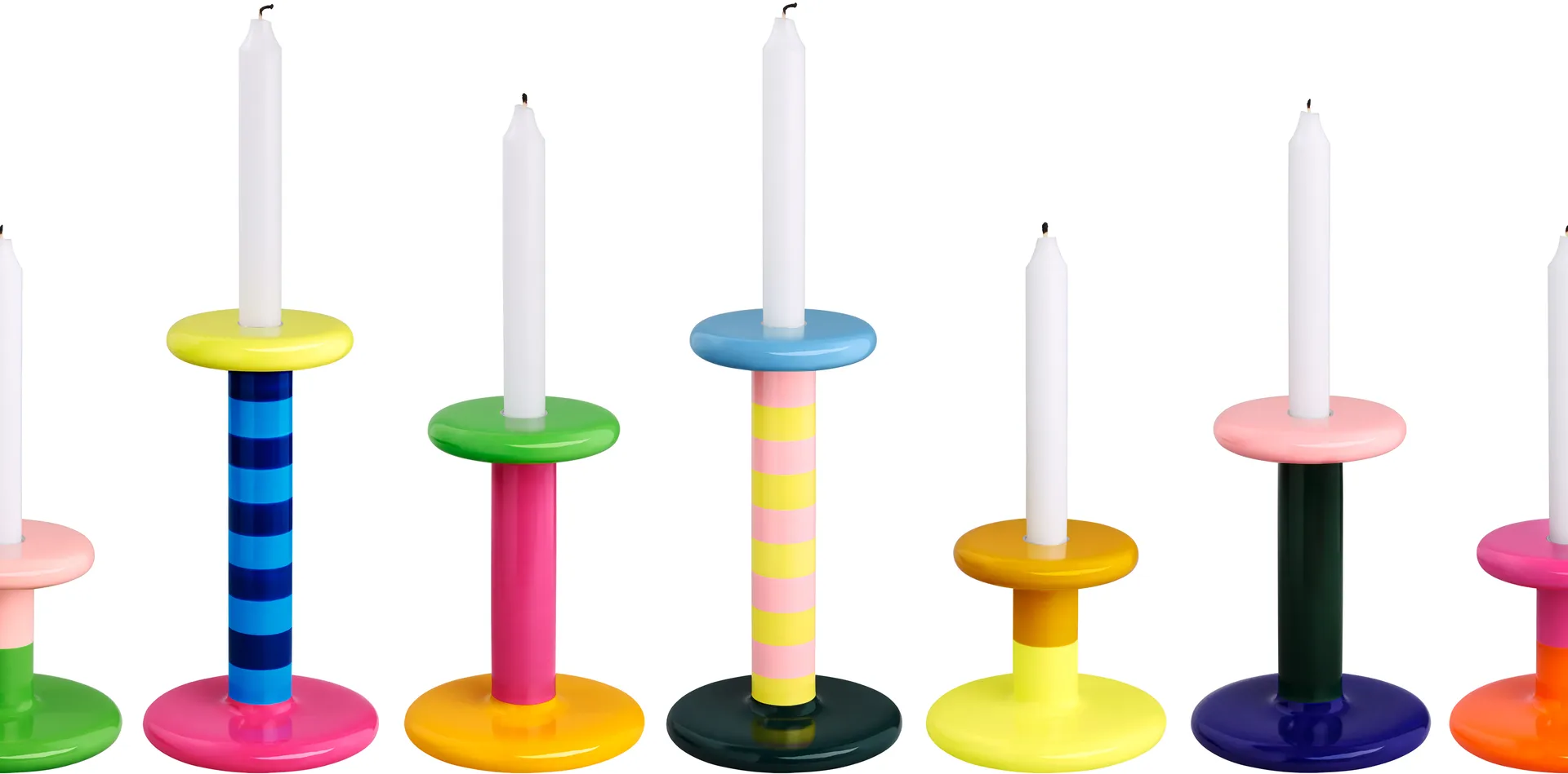 Pesa Kerzenhalter High 23 cm, Pink-sulfur yellow stripe Hem