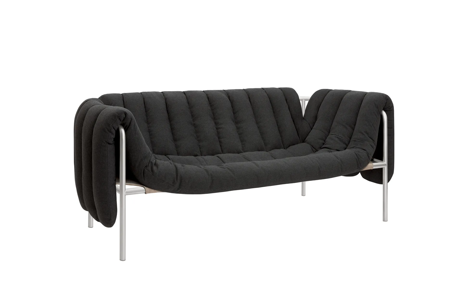 Puffy 2,5-Sitzer Sofa 205 cm, Anthracite-edelstahl Hem