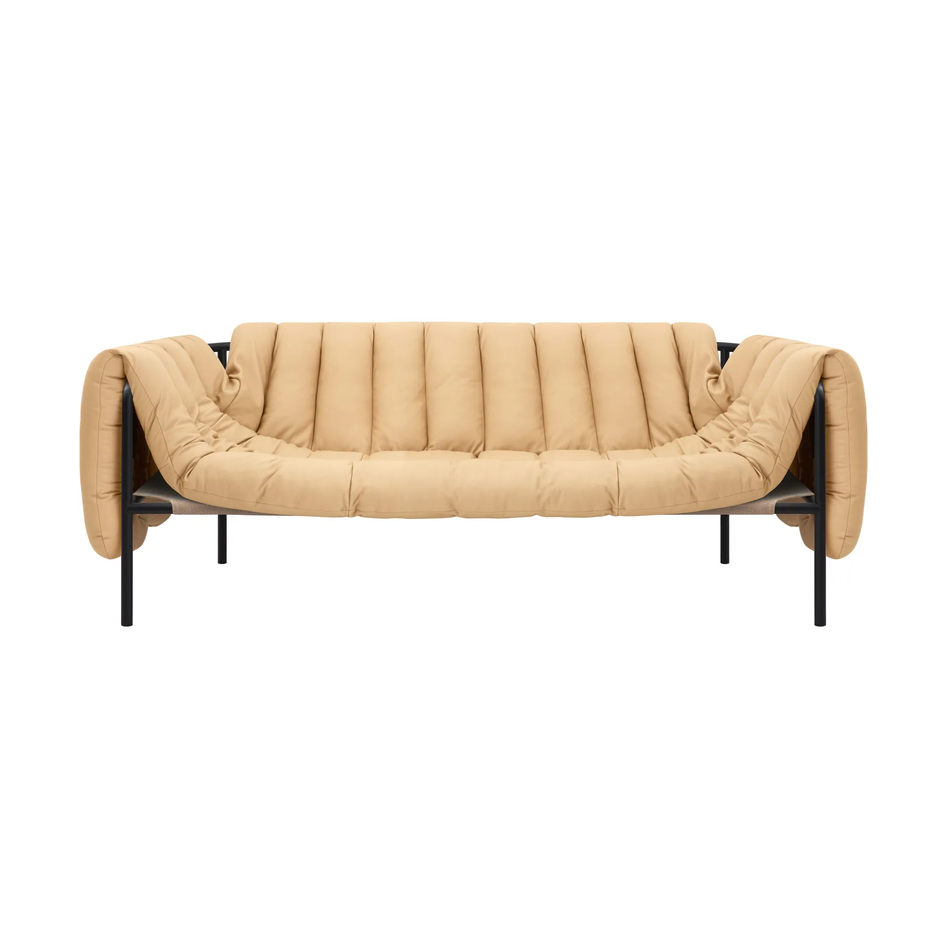 Puffy 2,5-Sitzer Sofa 205 cm, Sand leather-black grey Hem