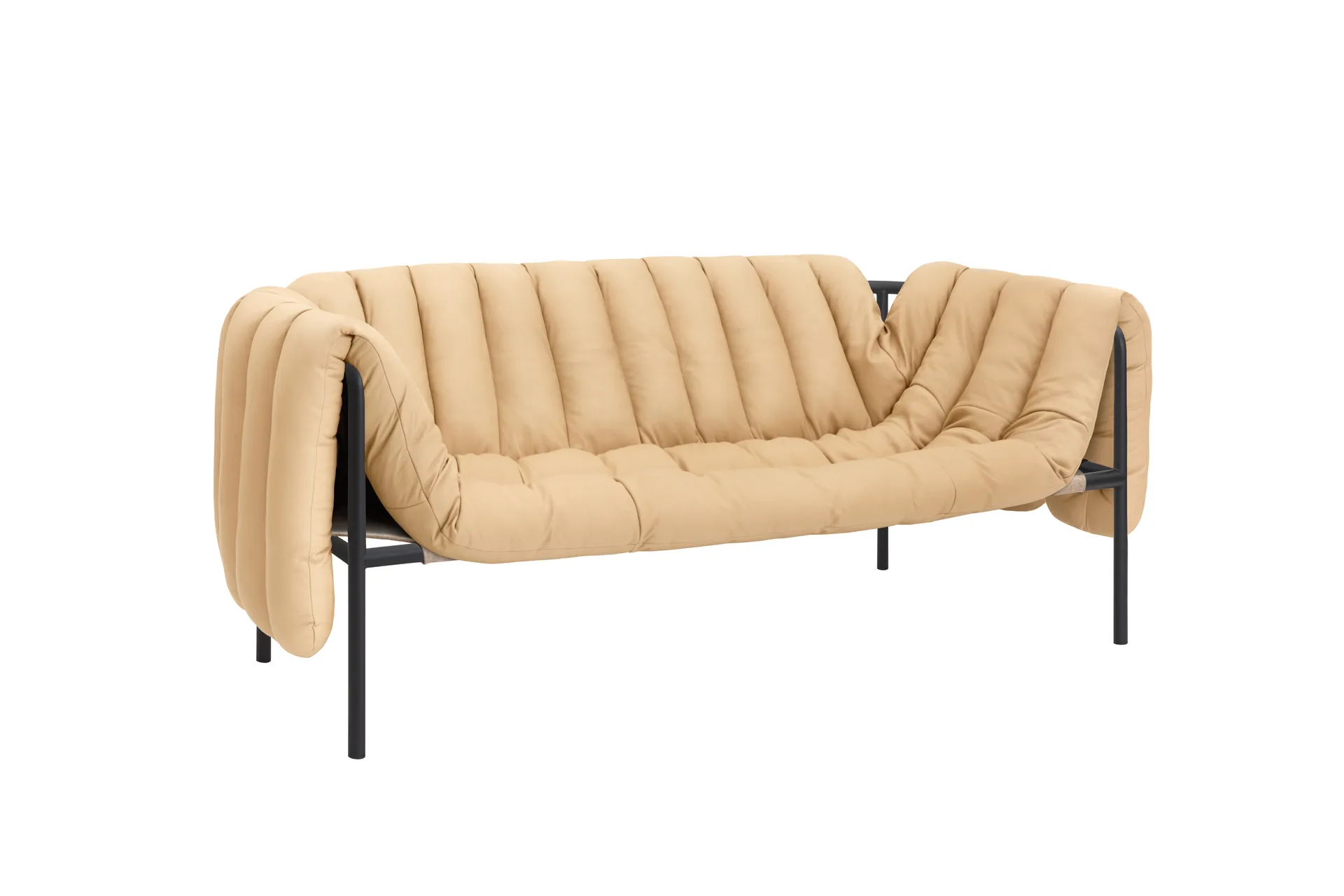 Puffy 2,5-Sitzer Sofa 205 cm, Sand leather-black grey Hem
