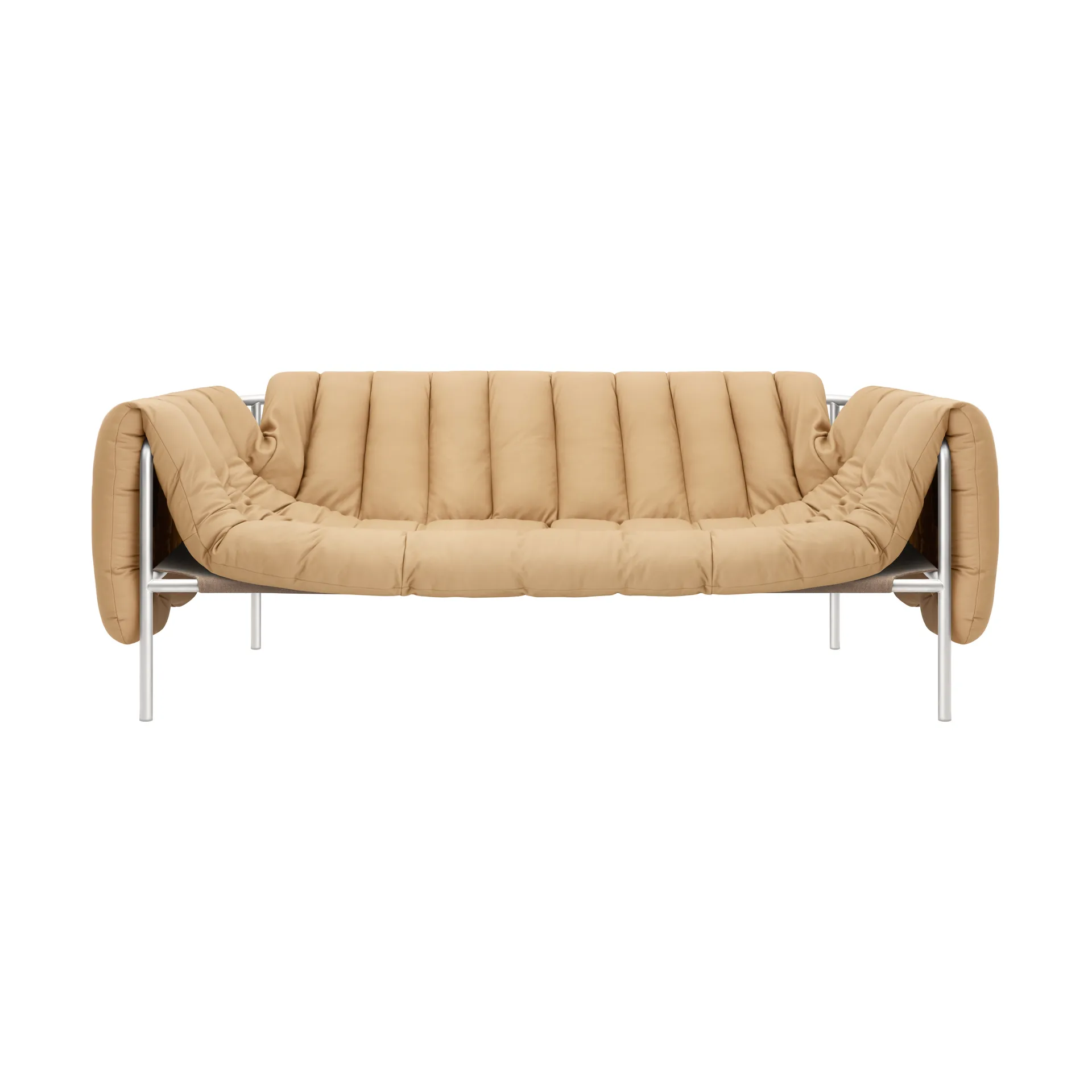 Puffy 2,5-Sitzer Sofa 205 cm, Sand leather-edelstahl Hem