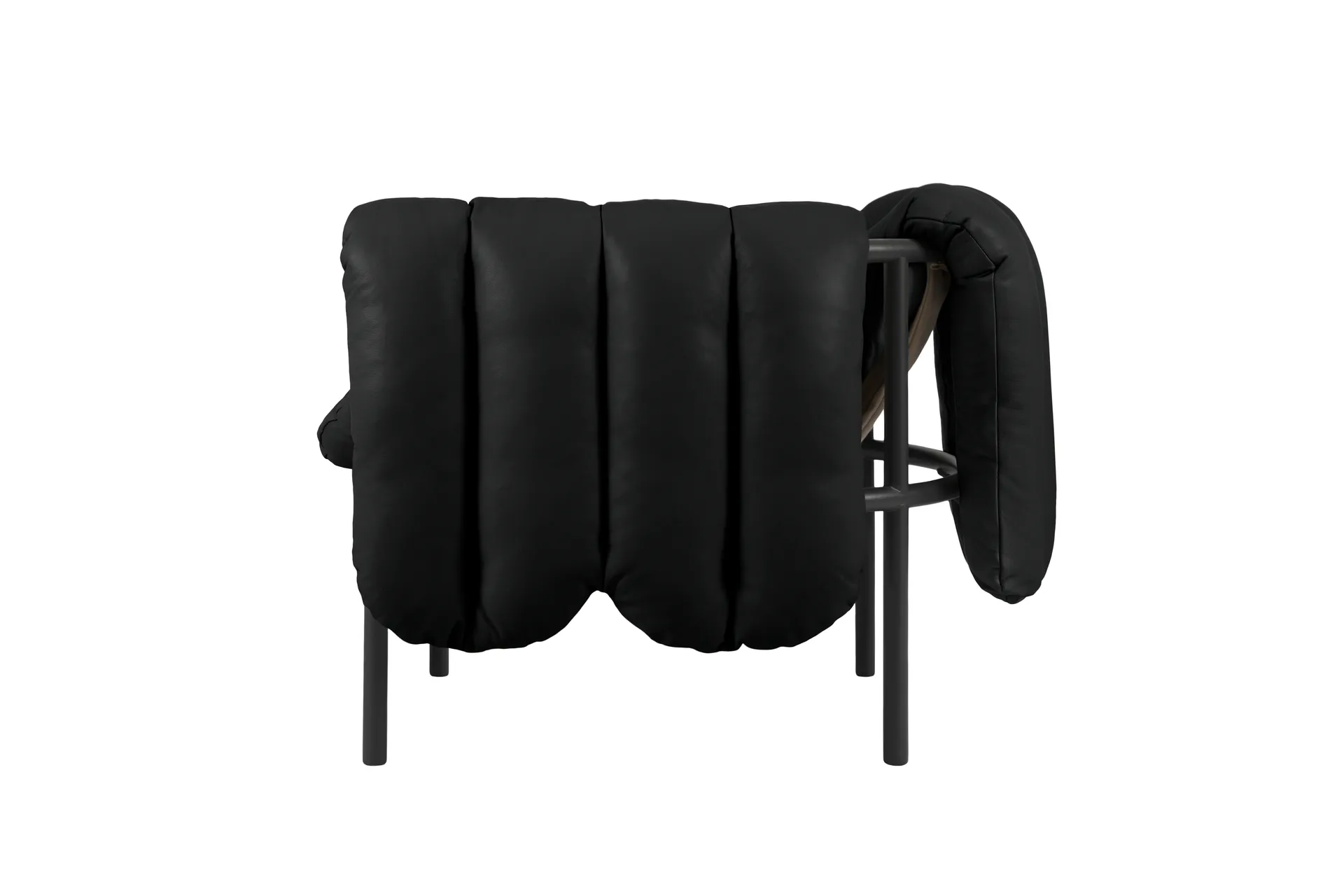 Puffy Loungesessel, Black leather-black grey Hem