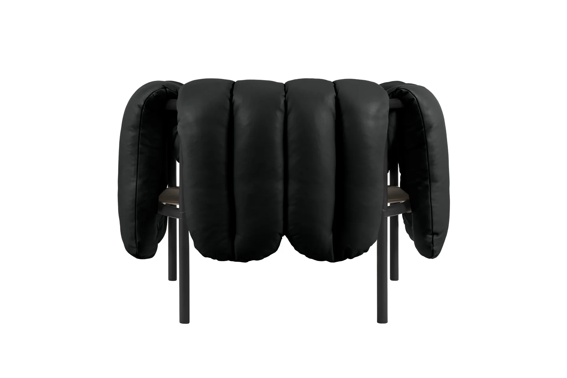 Puffy Loungesessel, Black leather-black grey Hem