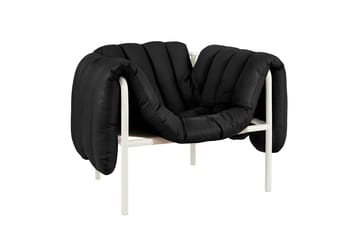 Puffy Loungesessel - Black leather-cream - Hem