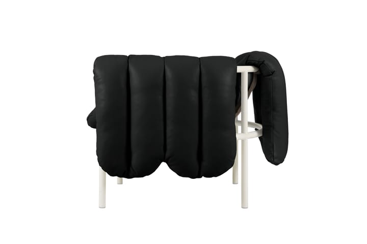 Puffy Loungesessel, Black leather-cream Hem