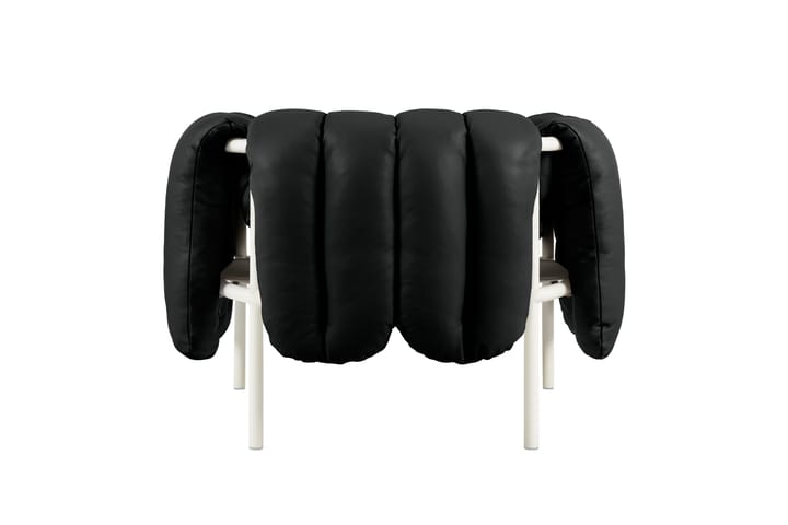 Puffy Loungesessel, Black leather-cream Hem