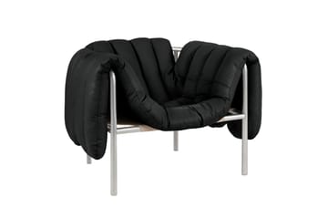 Puffy Loungesessel - Black leather-edelstahl - Hem
