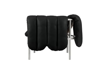 Puffy Loungesessel - Black leather-edelstahl - Hem