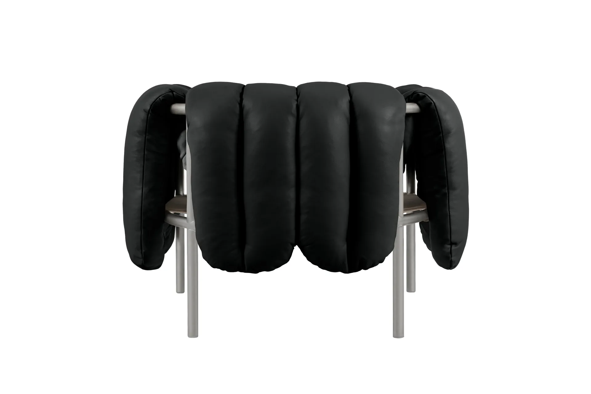 Puffy Loungesessel, Black leather-edelstahl Hem
