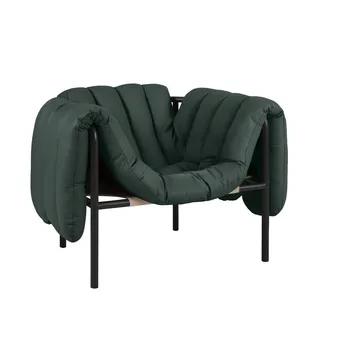 Puffy Loungesessel - Dark green leather-black grey - Hem