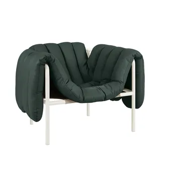 Puffy Loungesessel - Dark green leather-cream - Hem