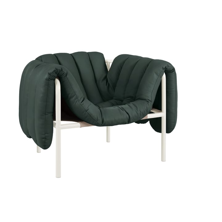 Puffy Loungesessel - Dark green leather-cream - Hem