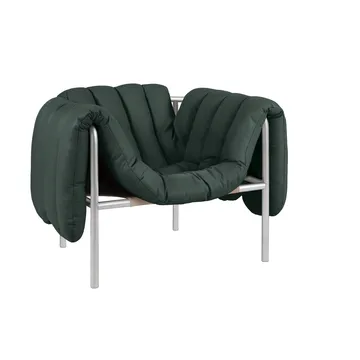 Puffy Loungesessel - Dark green leather-edelstahl - Hem