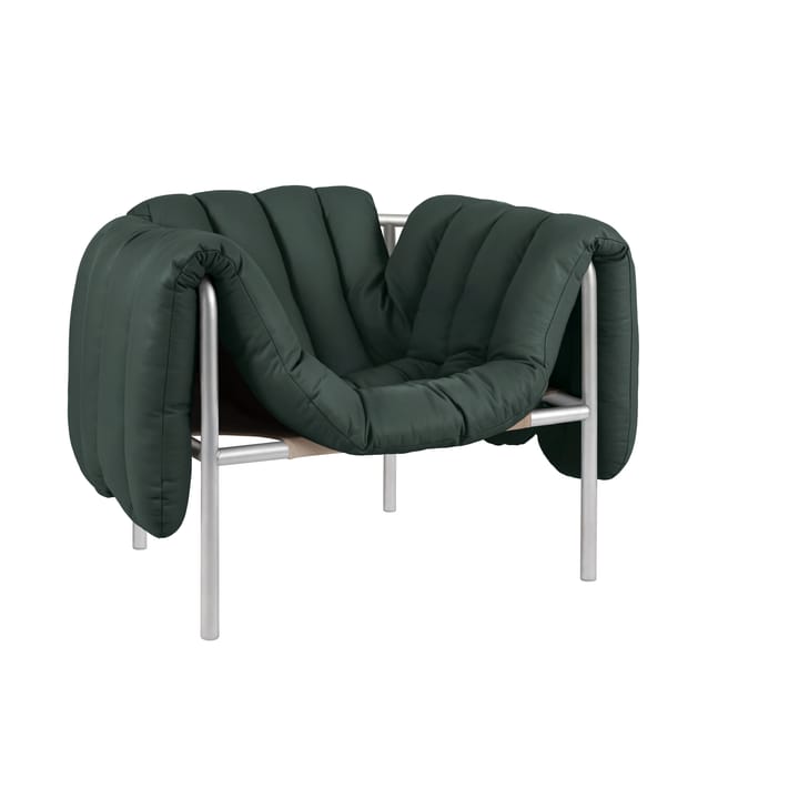 Puffy Loungesessel - Dark green leather-edelstahl - Hem
