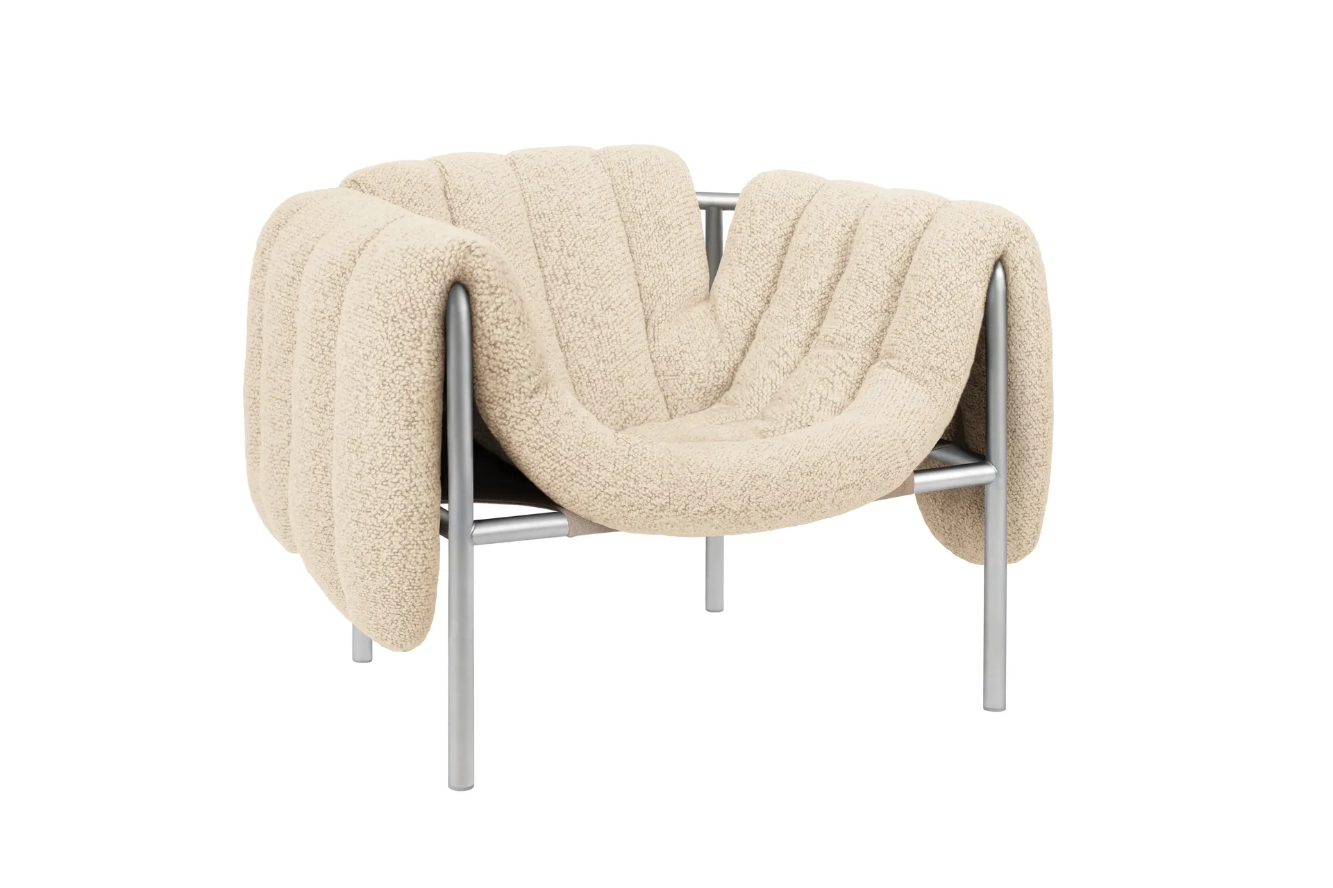 Puffy Loungesessel, Eggshell-edelstahl Hem