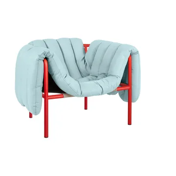 Puffy Loungesessel - Light blue leather-traffic red - Hem